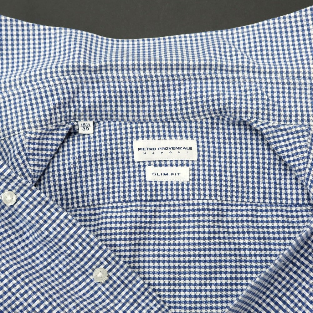 [Used] PIETRO PROVENZALE Oxford cotton check shirt, navy blue x white [Size 39] [NVY] [S/S/A/W] [Condition Rank C] [Men&