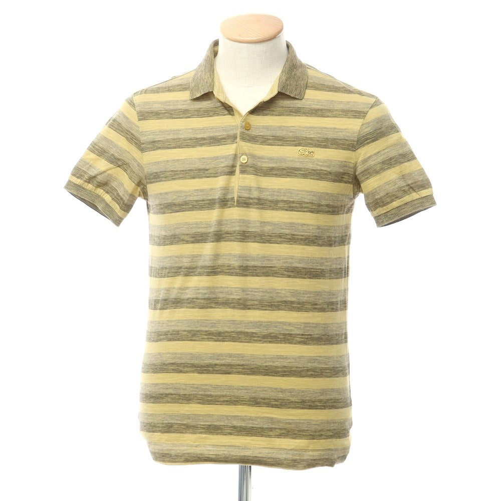 [Used] LACOSTE Cotton polyester striped short sleeve polo shirt mustard x gray [Size 2] [YEL] [S/S] [Condition rank C] [Men&