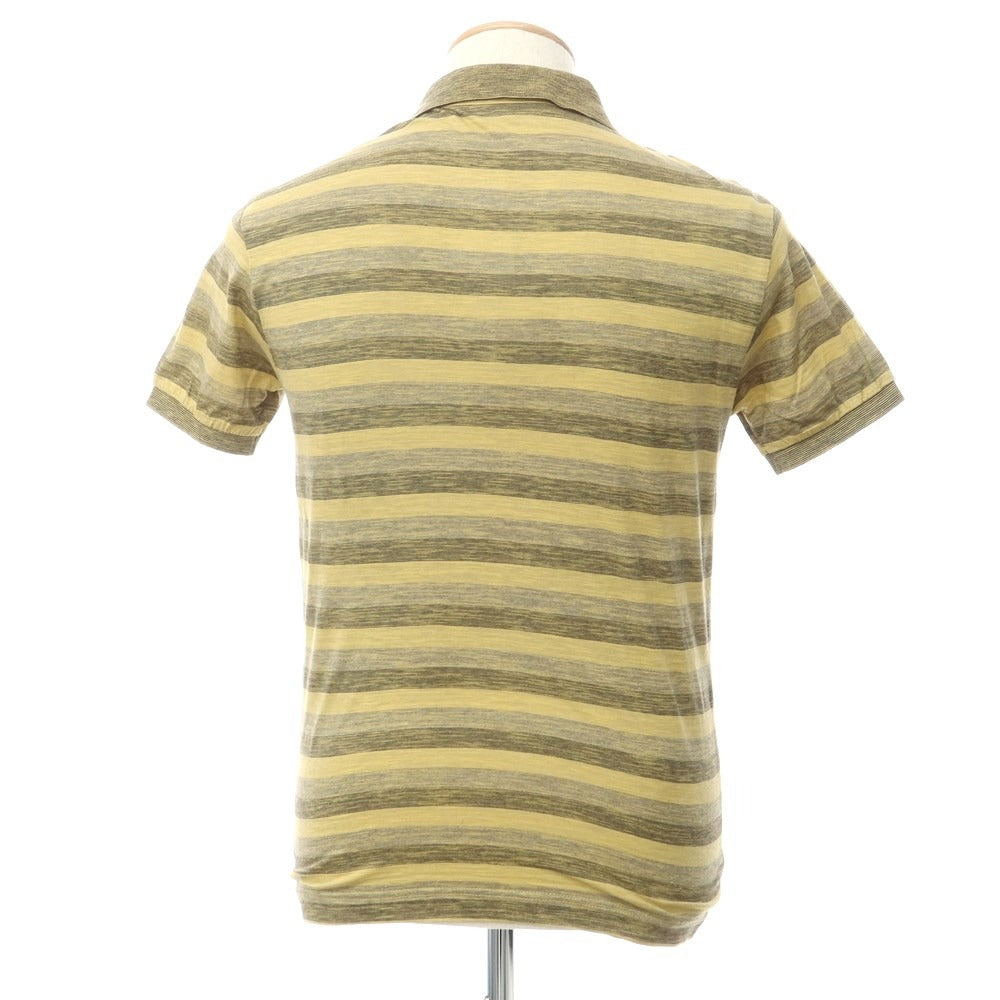 [Used] LACOSTE Cotton polyester striped short sleeve polo shirt mustard x gray [Size 2] [YEL] [S/S] [Condition rank C] [Men&