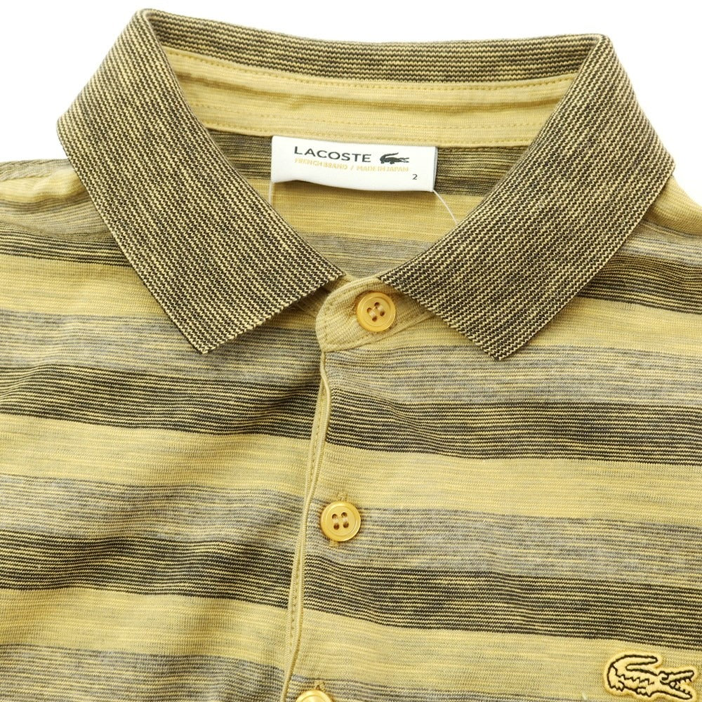 [Used] LACOSTE Cotton polyester striped short sleeve polo shirt mustard x gray [Size 2] [YEL] [S/S] [Condition rank C] [Men&