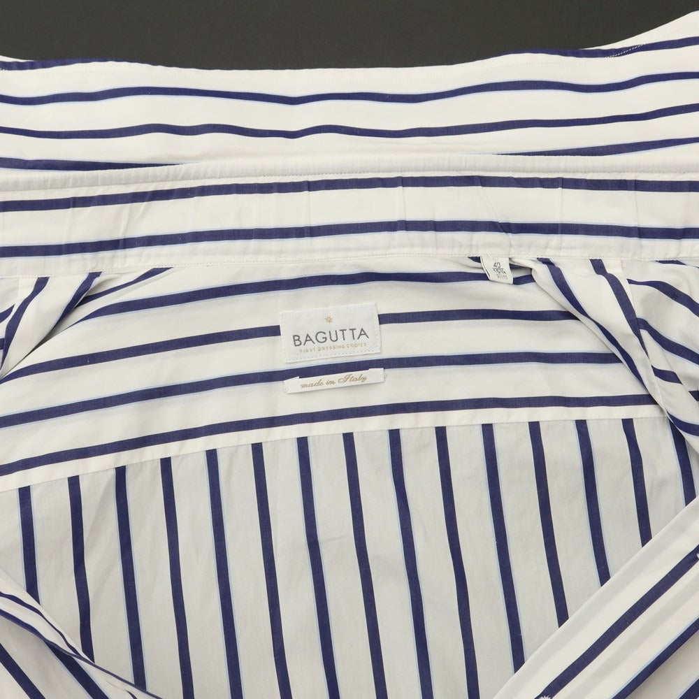 [Used] Bagutta Striped Dress Shirt White x Navy [Size 40] [WHT] [S/S/A/W] [Condition Rank C] [Men&