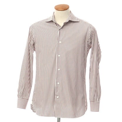 [Used] UNITED ARROWS Cotton Stripe Wide Collar Dress Shirt Brown x White [Size 39] [WHT] [S/S/A/W] [Condition Rank C] [Men&