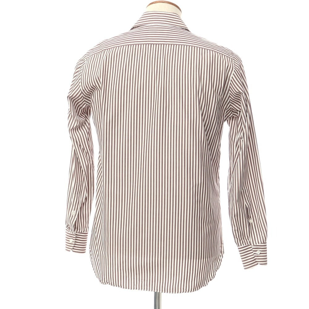 [Used] UNITED ARROWS Cotton Stripe Wide Collar Dress Shirt Brown x White [Size 39] [WHT] [S/S/A/W] [Condition Rank C] [Men&