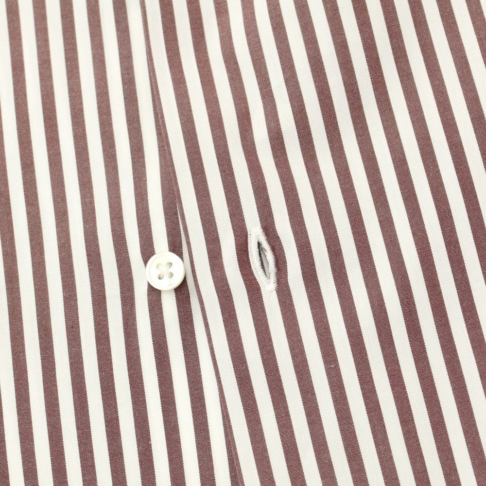 [Used] UNITED ARROWS Cotton Stripe Wide Collar Dress Shirt Brown x White [Size 39] [WHT] [S/S/A/W] [Condition Rank C] [Men&