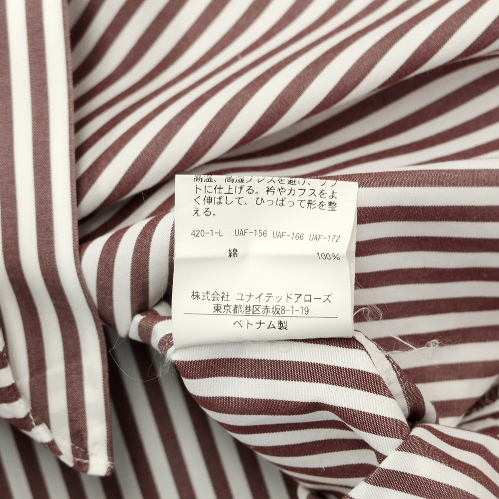 [Used] UNITED ARROWS Cotton Stripe Wide Collar Dress Shirt Brown x White [Size 39] [WHT] [S/S/A/W] [Condition Rank C] [Men&