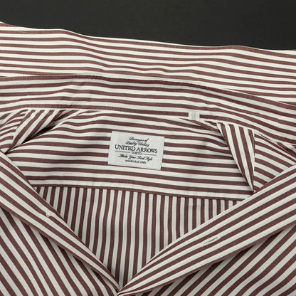 [Used] UNITED ARROWS Cotton Stripe Wide Collar Dress Shirt Brown x White [Size 39] [WHT] [S/S/A/W] [Condition Rank C] [Men&