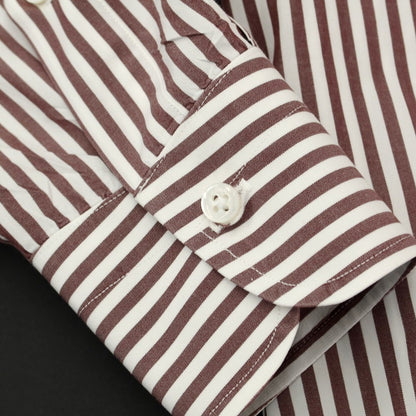 [Used] UNITED ARROWS Cotton Stripe Wide Collar Dress Shirt Brown x White [Size 39] [WHT] [S/S/A/W] [Condition Rank C] [Men&