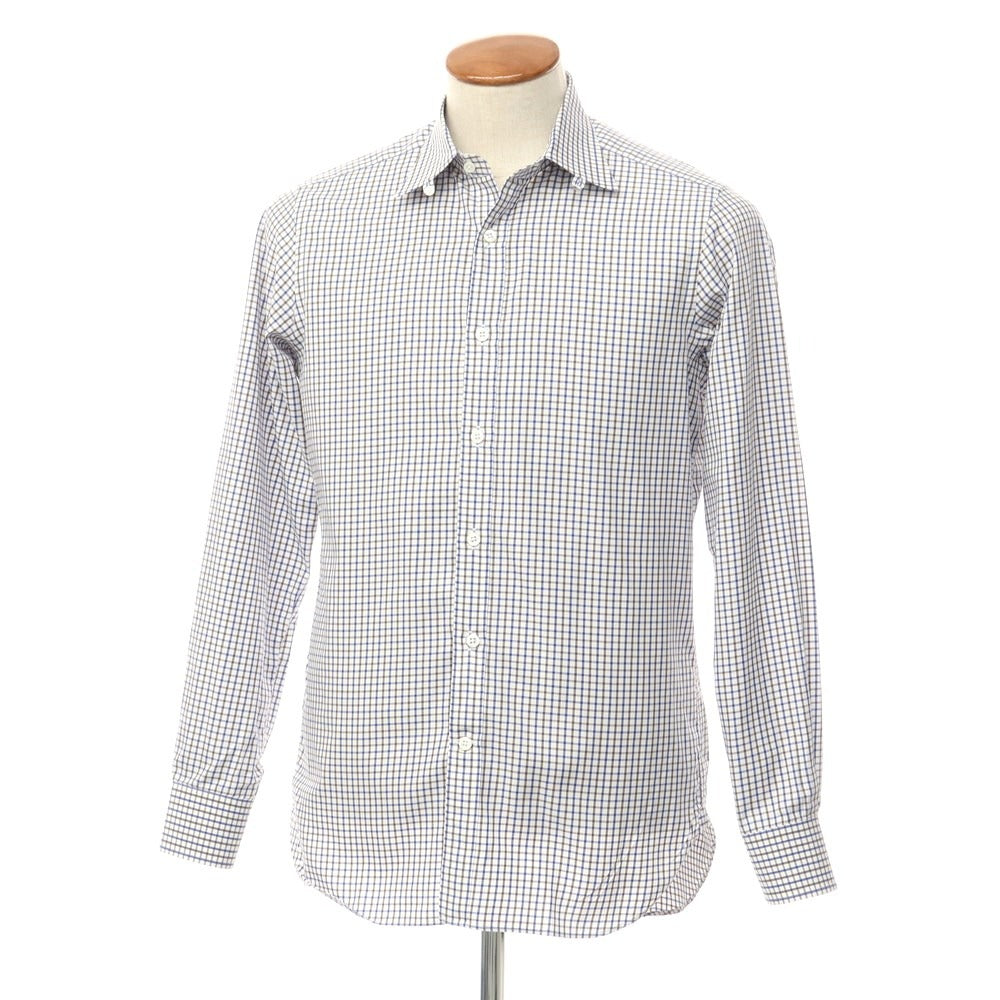 [Used] BEAMS F Cotton Check Tab Collar Dress Shirt White x Navy Blue [Size 39] [WHT] [S/S/A/W] [Condition Rank B] ​​[Men&