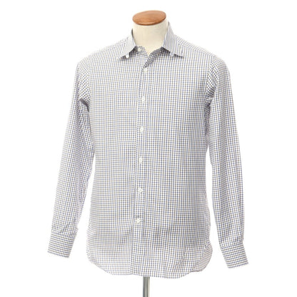 [Used] BEAMS F Cotton Check Tab Collar Dress Shirt White x Navy Blue [Size 39] [WHT] [S/S/A/W] [Condition Rank B] ​​[Men&