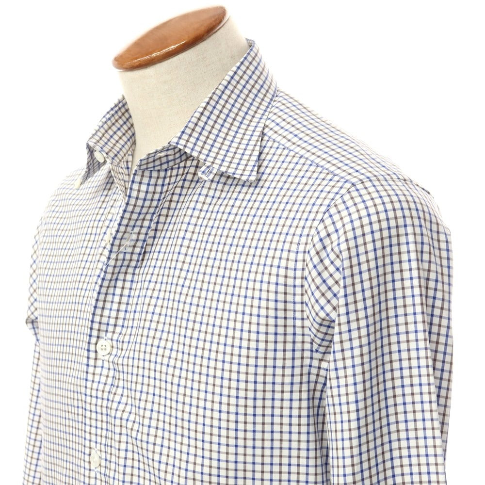 [Used] BEAMS F Cotton Check Tab Collar Dress Shirt White x Navy Blue [Size 39] [WHT] [S/S/A/W] [Condition Rank B] ​​[Men&