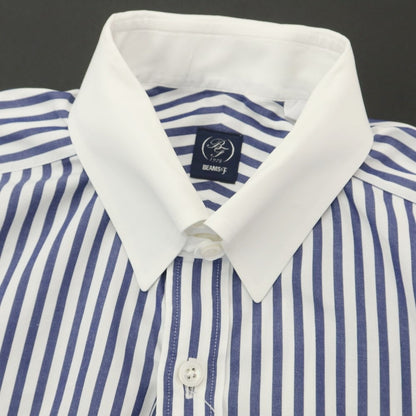 [Used] BEAMS F Cotton Stripe Tab Collar Cleric Shirt Dress Shirt White x Navy [Size 39] [WHT] [S/S/A/W] [Condition Rank C] [Men&