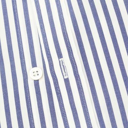 [Used] BEAMS F Cotton Stripe Tab Collar Cleric Shirt Dress Shirt White x Navy [Size 39] [WHT] [S/S/A/W] [Condition Rank C] [Men&