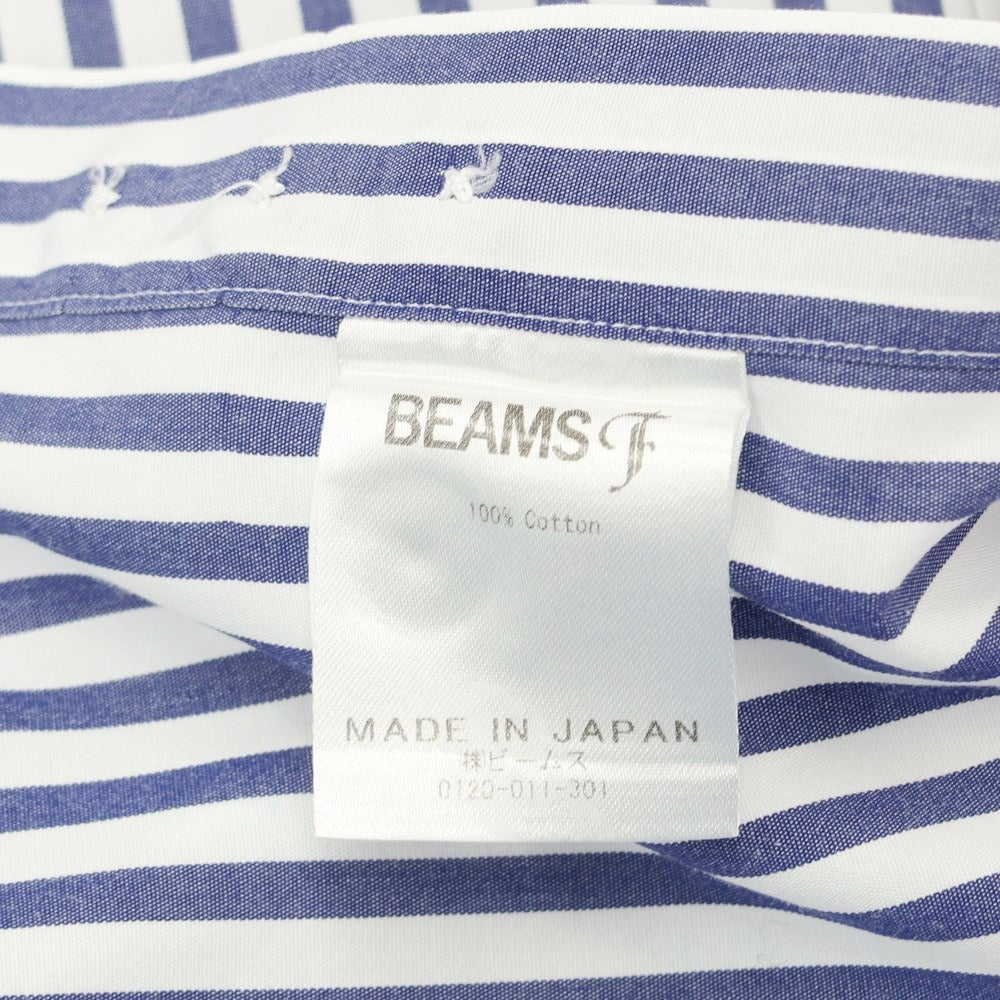 [Used] BEAMS F Cotton Stripe Tab Collar Cleric Shirt Dress Shirt White x Navy [Size 39] [WHT] [S/S/A/W] [Condition Rank C] [Men&