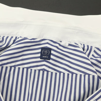[Used] BEAMS F Cotton Stripe Tab Collar Cleric Shirt Dress Shirt White x Navy [Size 39] [WHT] [S/S/A/W] [Condition Rank C] [Men&