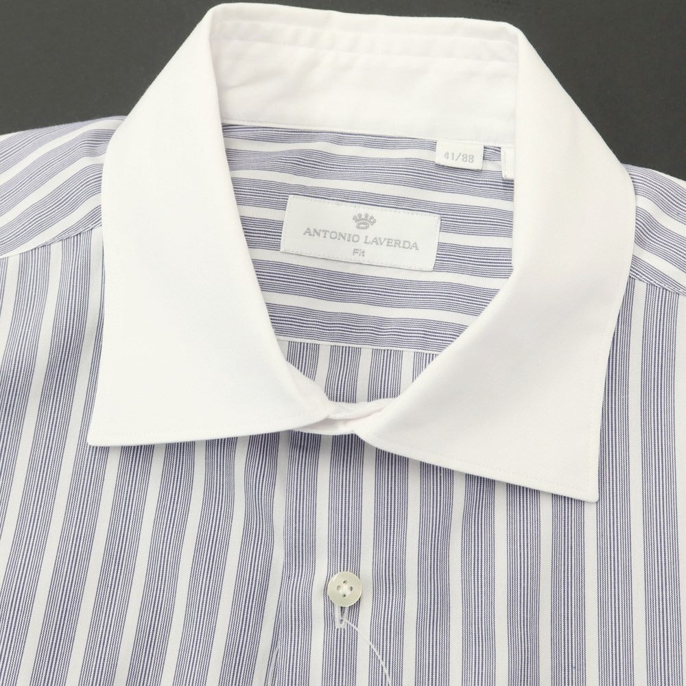 [Used] Antonio Laverda ANTONIO LAVERDA Cotton Striped Semi-Wide Collar Dress Shirt Navy x White [Size 41] [NVY] [S/S/A/W] [Condition Rank B] ​​[Men&