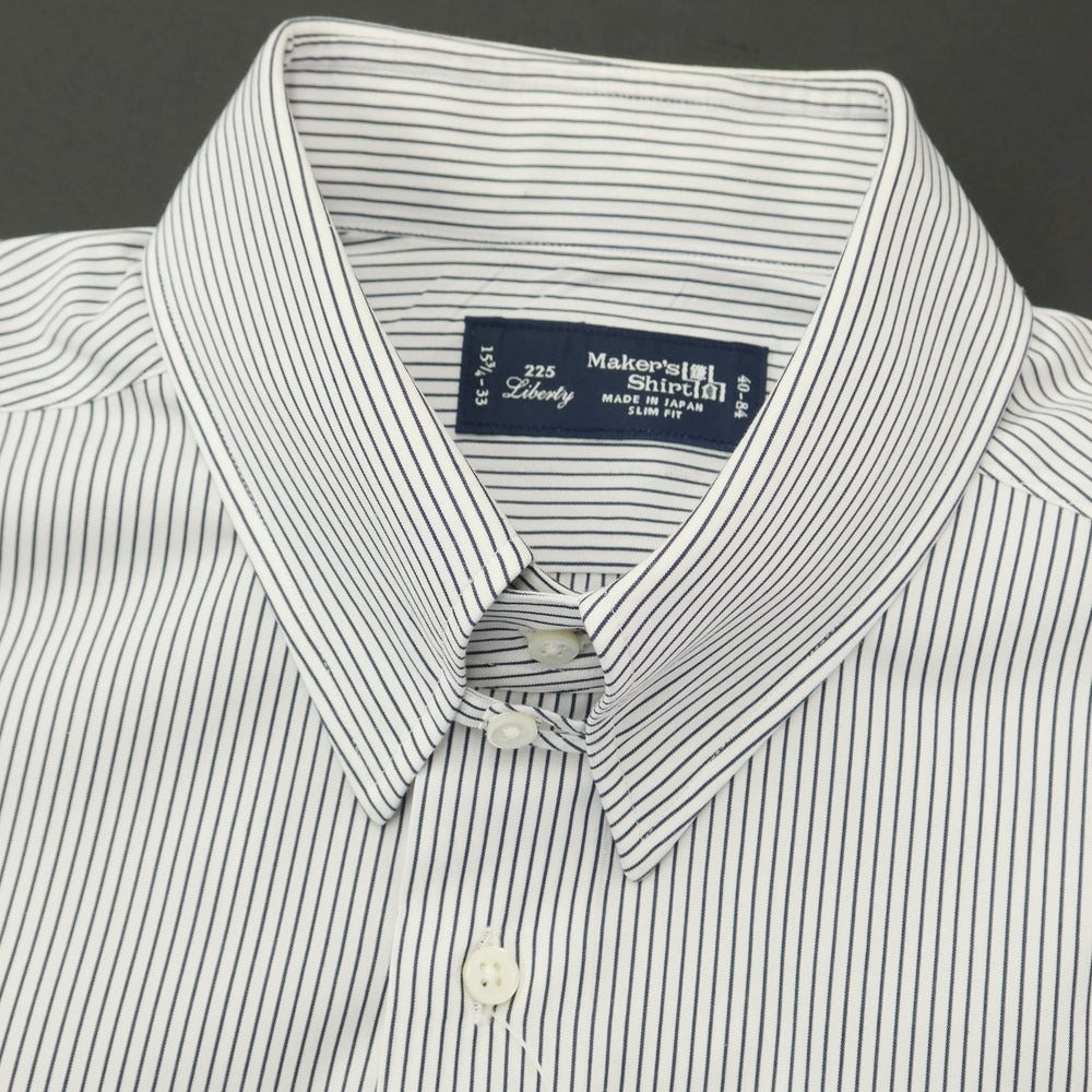 [Used] Makers Shirt Kamakura Cotton Striped Tab Collar Dress Shirt White x Navy [Size 40] [WHT] [S/S/A/W] [Condition Rank C] [Men&