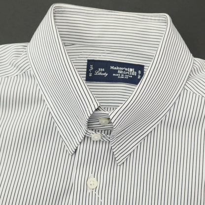 [Used] Makers Shirt Kamakura Cotton Striped Tab Collar Dress Shirt White x Navy [Size 40] [WHT] [S/S/A/W] [Condition Rank C] [Men&