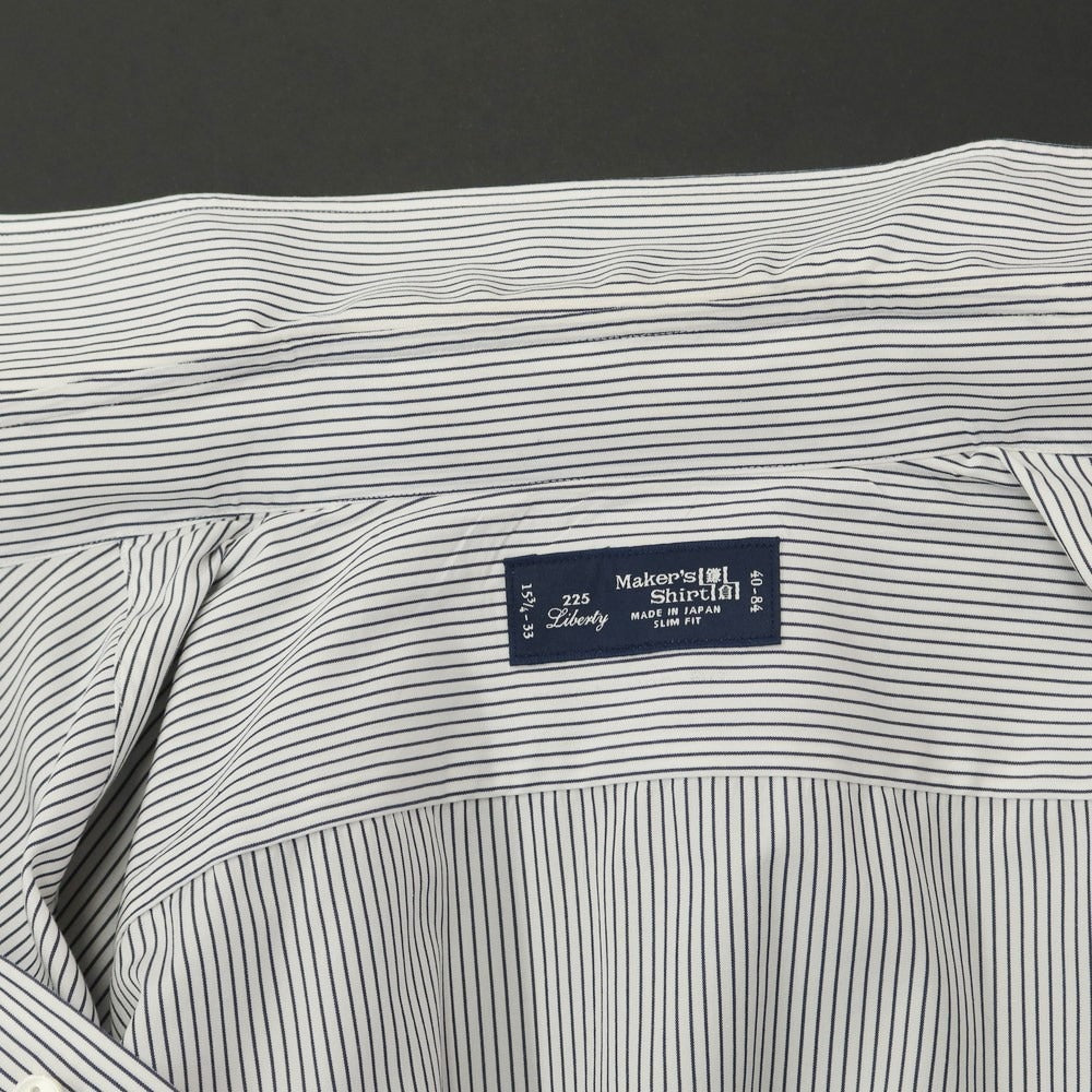 [Used] Makers Shirt Kamakura Cotton Striped Tab Collar Dress Shirt White x Navy [Size 40] [WHT] [S/S/A/W] [Condition Rank C] [Men&