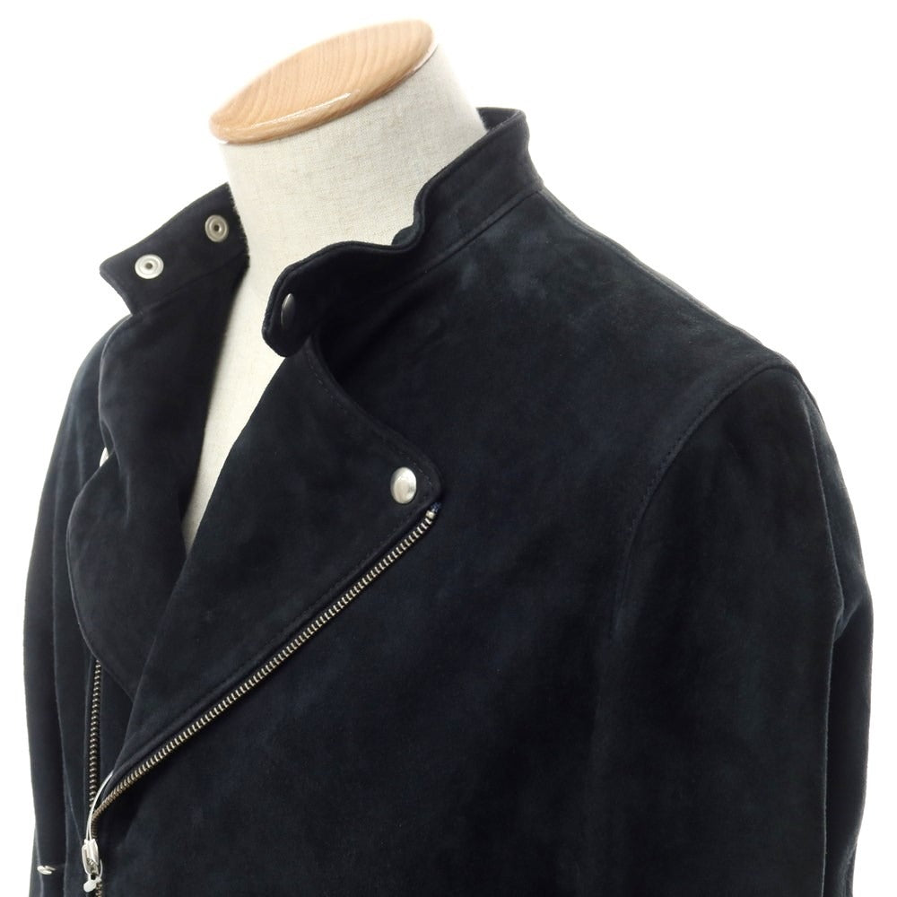 [Used] Belesto EDIFICE Goat suede riders leather blouson Black navy [46] [Condition rank C] [Men&