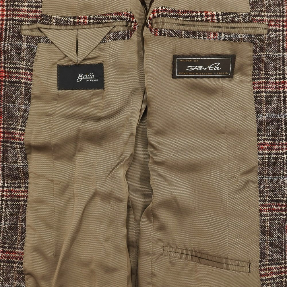 [Used] Brilla per il gusto Wool silk check 3B casual jacket Brown x red [Size 46] [BRW] [A/W] [Condition rank C] [Men&