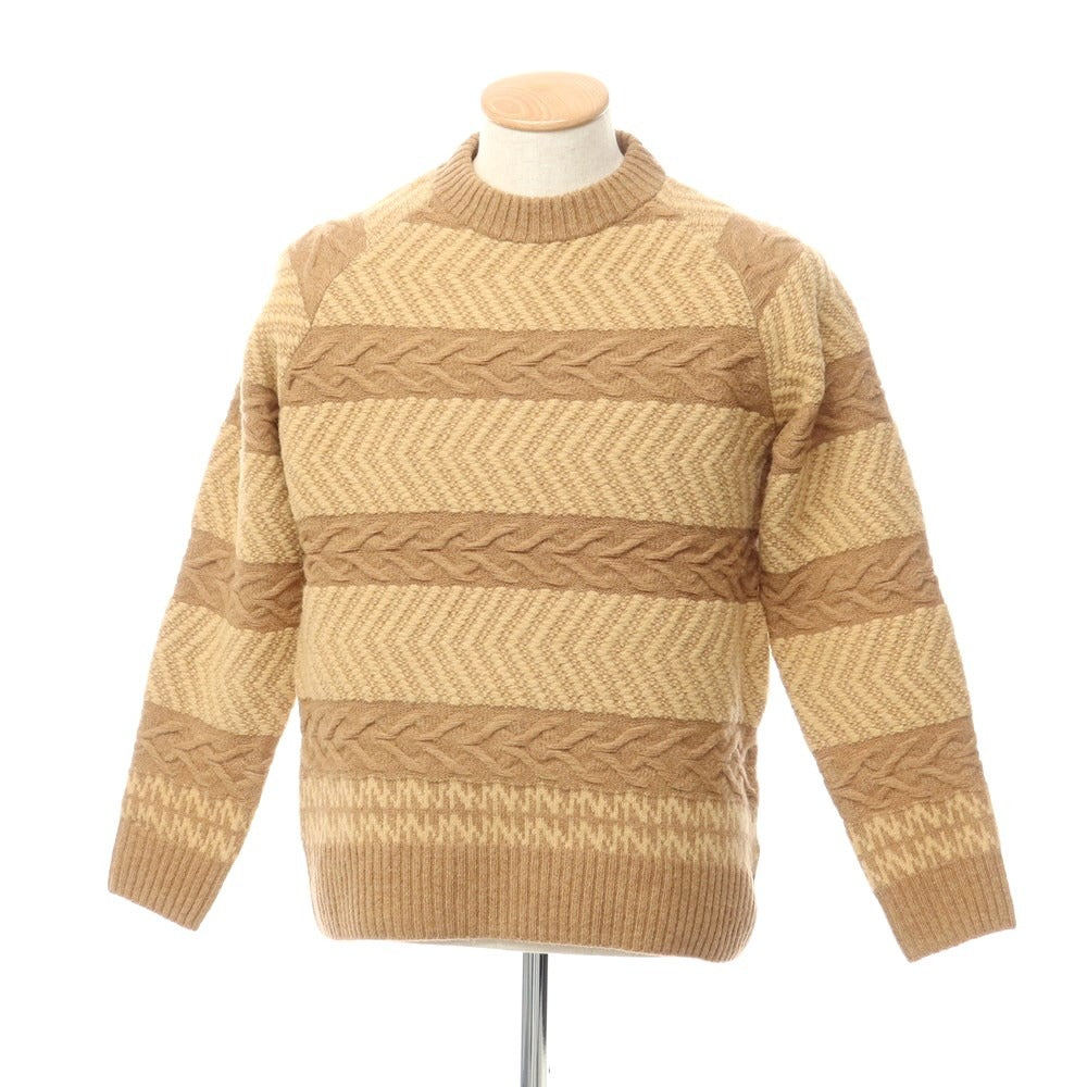 [Used] WHITE MOUNTAINEERING Mid-gauge wool crew neck knit, brown x beige [Size: 0] [BRW] [A/W] [Condition: A] [Men&