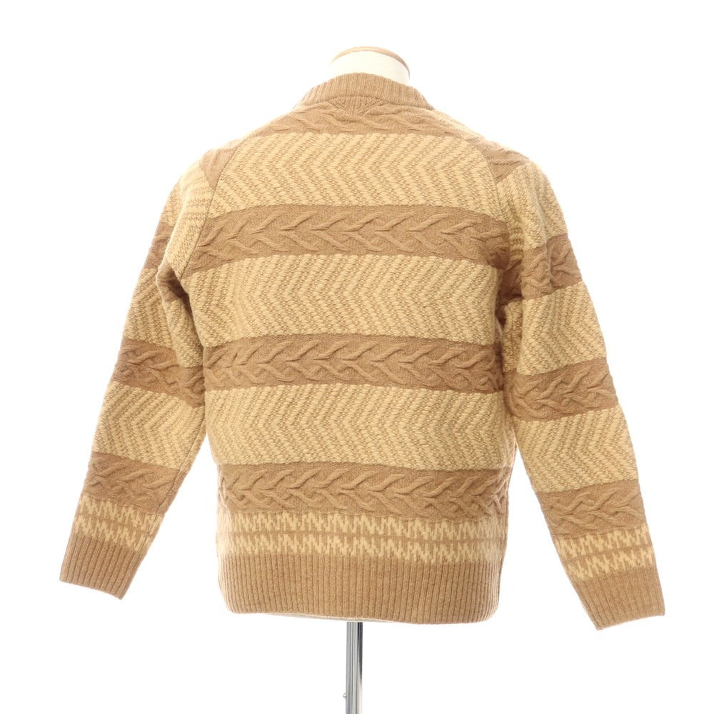 [Used] WHITE MOUNTAINEERING Mid-gauge wool crew neck knit, brown x beige [Size: 0] [BRW] [A/W] [Condition: A] [Men&