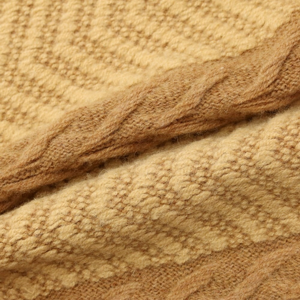 [Used] WHITE MOUNTAINEERING Mid-gauge wool crew neck knit, brown x beige [Size: 0] [BRW] [A/W] [Condition: A] [Men&