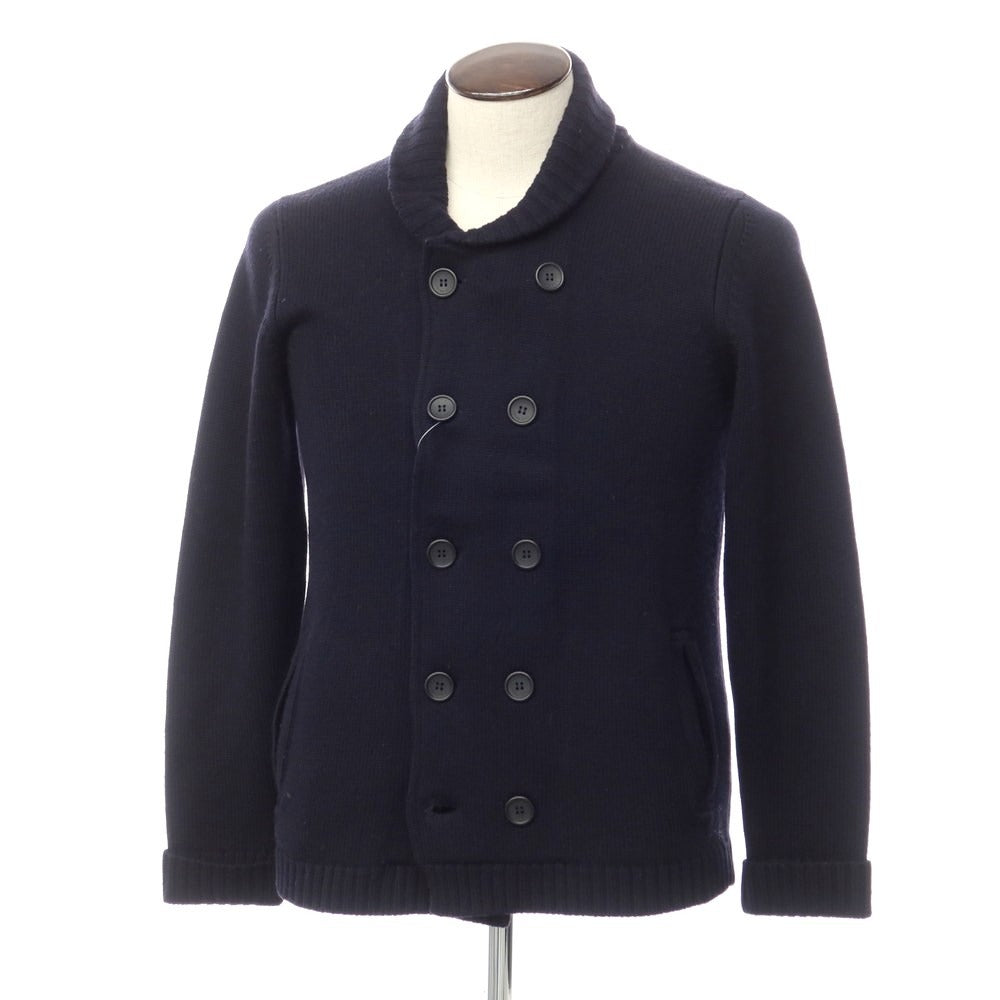 【中古】スリードッツ three dots ミドルゲージウール ダブルショールカラーカーディガン ネイビー【サイズL】【NVY】【A/W】【状態ランクB】【メンズ】【768792】