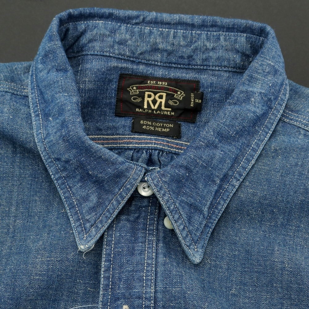 [Used] Double RL RRL DOUBLE RL Cotton Hemp Denim Shirt Navy [Size L] [NVY] [S/S] [Condition Rank B] ​​[Men&