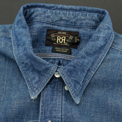 [Used] Double RL RRL DOUBLE RL Cotton Hemp Denim Shirt Navy [Size L] [NVY] [S/S] [Condition Rank B] ​​[Men&