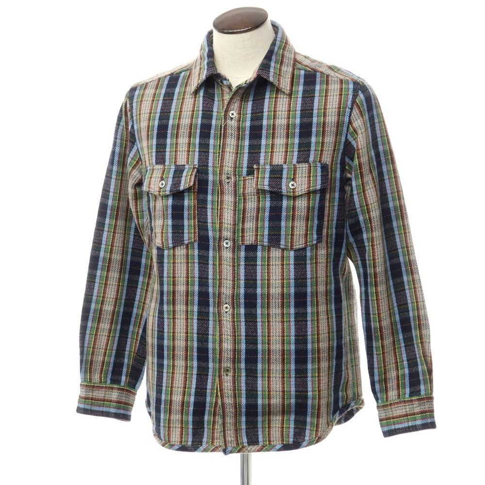 [Used] Nigel Cabourn reversible cotton check shirt, navy x green [size 52] [NVY] [S/S/A/W] [Condition rank B] ​​[Men&