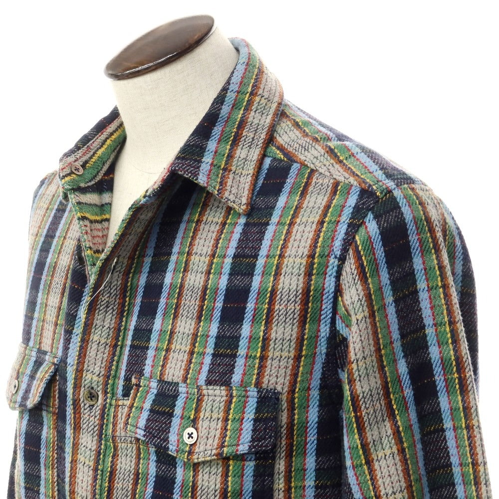 [Used] Nigel Cabourn reversible cotton check shirt, navy x green [size 52] [NVY] [S/S/A/W] [Condition rank B] ​​[Men&