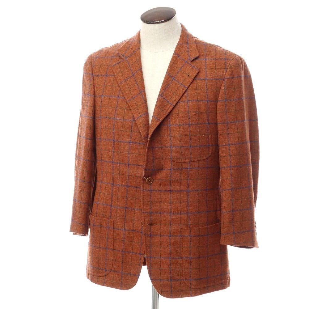 [Used] RAVAZZOLO Tweed wool check casual jacket, terracotta brown x blue [Size 50] [BRW] [A/W] [Condition Rank B] ​​[Men&