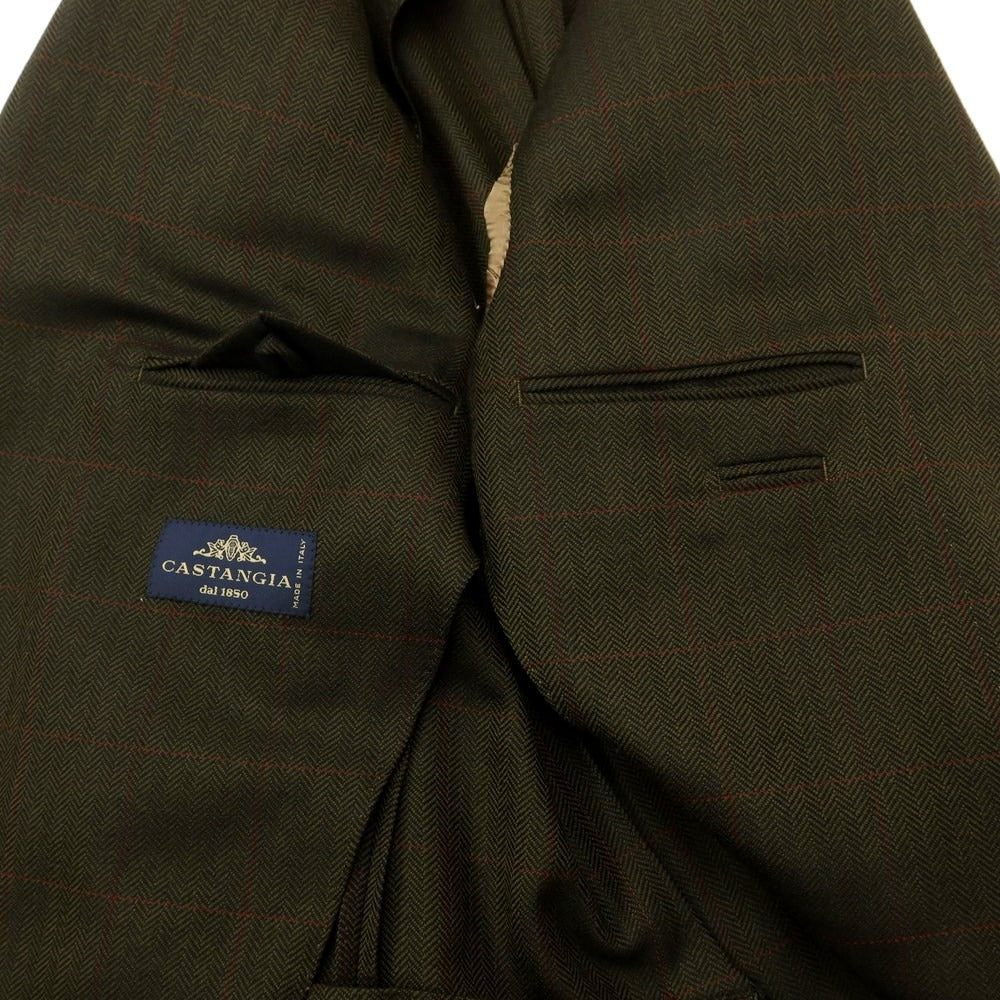 [Used] Castangia Herringbone Wool Check Jacket Olive x Black x Red [Size 50] [GRN] [A/W] [Condition Rank C] [Men&