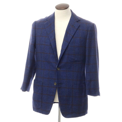 [Used] Luciano Barbera Wool Check Tailored Jacket Navy x Brown [Size not specified (L)] [NVY] [A/W] [Condition Rank C] [Men&