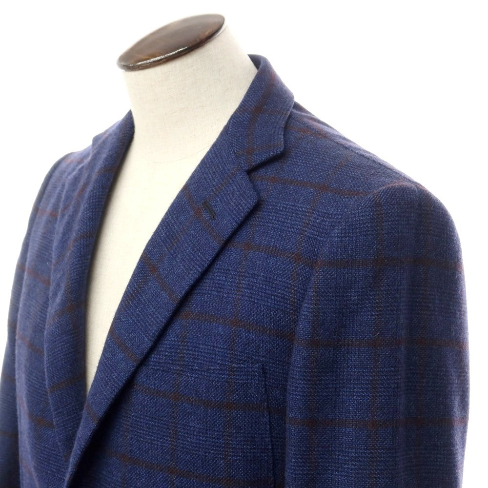 [Used] Luciano Barbera Wool Check Tailored Jacket Navy x Brown [Size not specified (L)] [NVY] [A/W] [Condition Rank C] [Men&