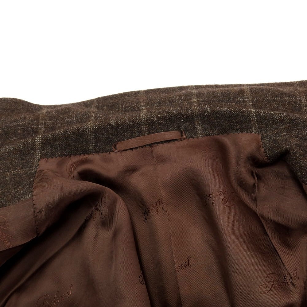 [Used] Belvest Wool Cashmere Check Tailored Jacket Dark Brown [Size 50] [BRW] [A/W] [Condition Rank C] [Men&