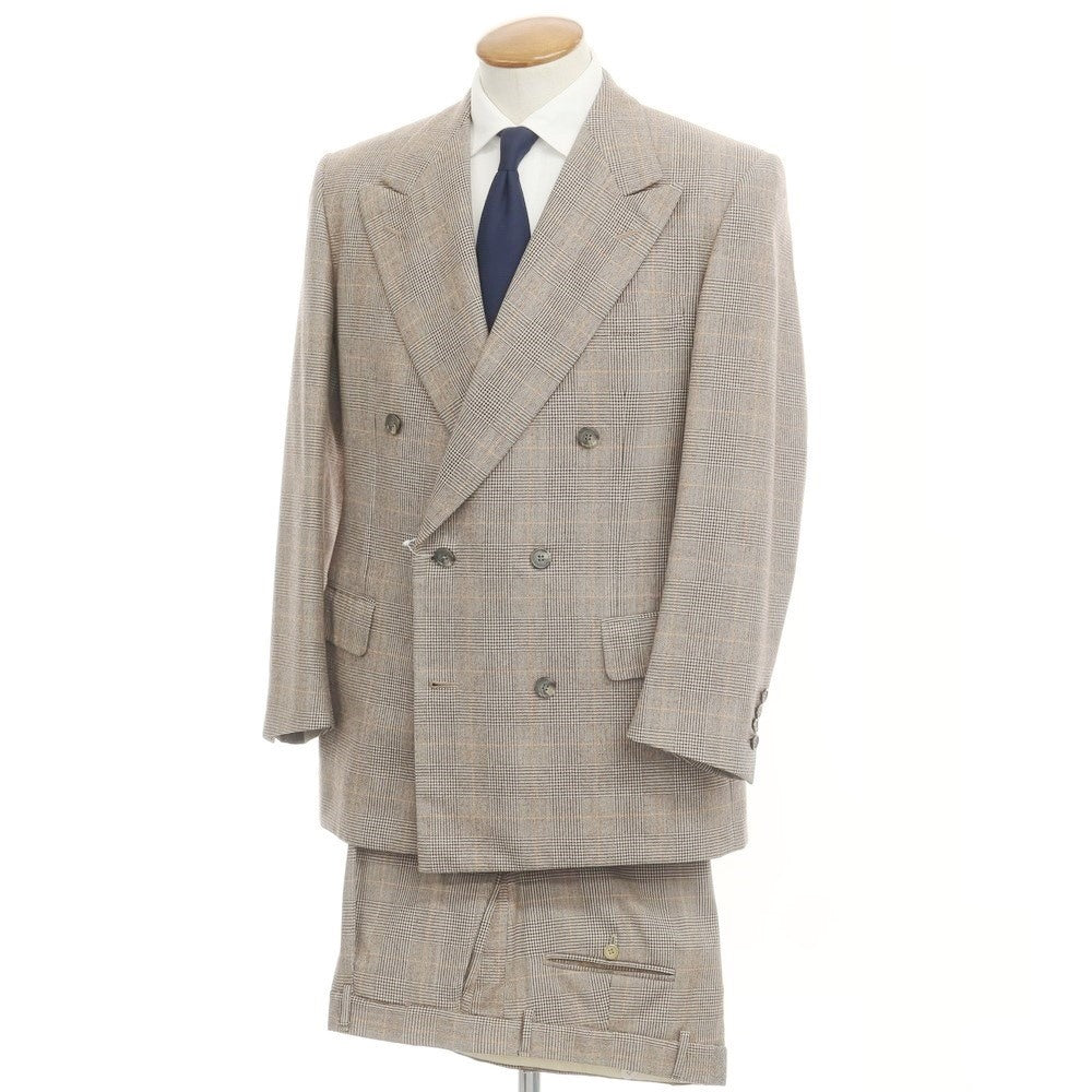 [Used] St. Andrews Check Wool Double Breasted Suit Brown x Orange [48] [Condition Rank D] [Men&