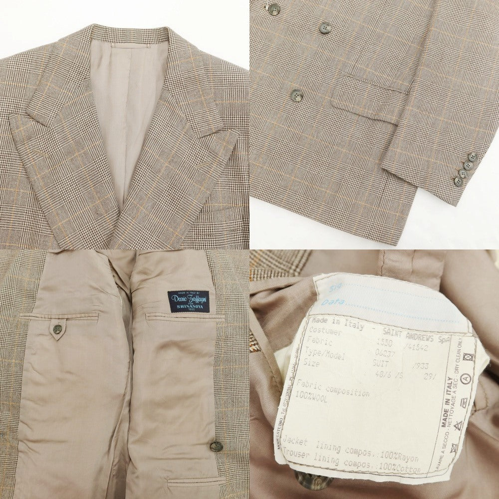 [Used] St. Andrews Check Wool Double Breasted Suit Brown x Orange [48] [Condition Rank D] [Men&