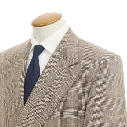 [Used] St. Andrews Check Wool Double Breasted Suit Brown x Orange [48] [Condition Rank D] [Men&