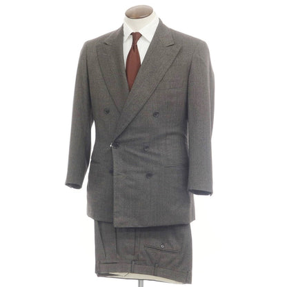 [Used] Luciano Barbera Wool double-breasted suit, brown grey [50] [Condition: D] [Men&