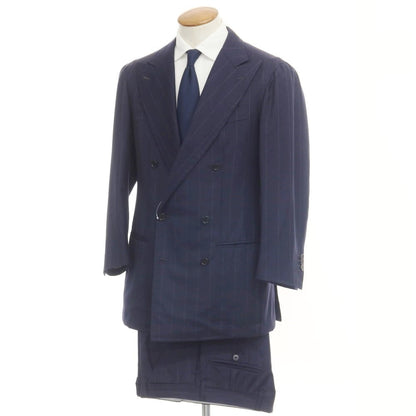 [Used] Stefano de Chiara Wool Striped Double Breasted Suit Navy x White [48] [Condition Rank D] [Men&