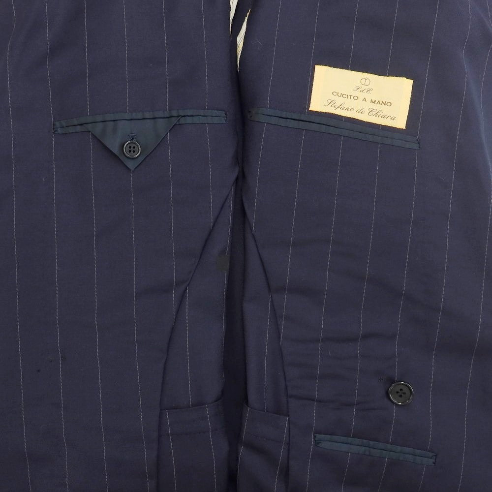 [Used] Stefano de Chiara Wool Striped Double Breasted Suit Navy x White [48] [Condition Rank D] [Men&