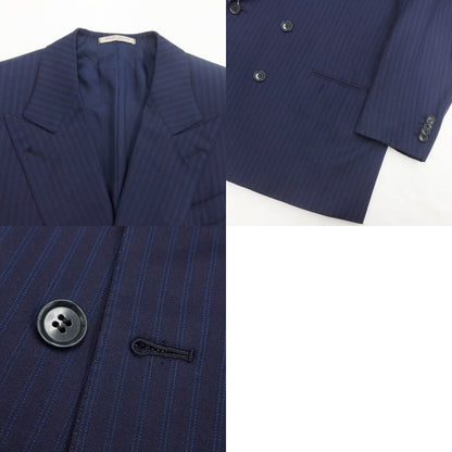 [Used] MARIO PECORA Wool Striped Double Breasted Suit Navy x Blue [No size indicated (L)] [Condition Rank D] [Men&