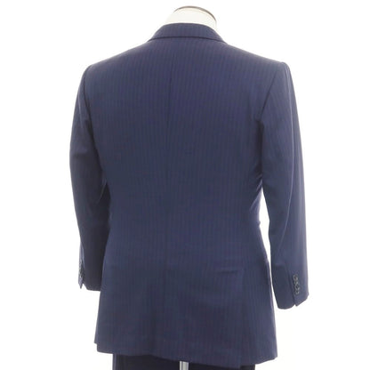 [Used] MARIO PECORA Wool Striped Double Breasted Suit Navy x Blue [No size indicated (L)] [Condition Rank D] [Men&