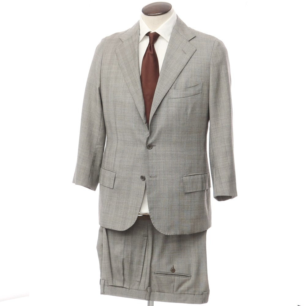 [Used] Sartoria Attolini Wool Check Set-up 3-Button Suit Grey [52] [Condition Rank C] [Men&