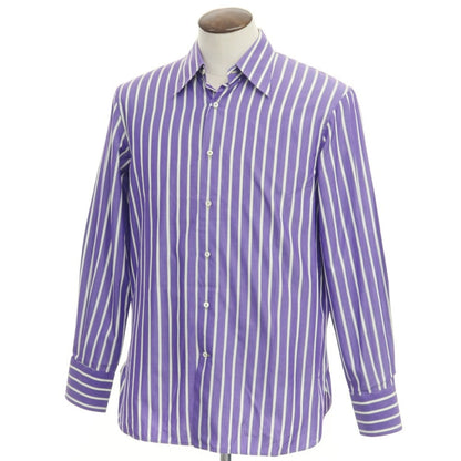 [Used] GRIFONI Cotton Striped Regular Collar Dress Shirt Purple x White [Size L] [PUP] [S/S/A/W] [Condition Rank C] [Men&