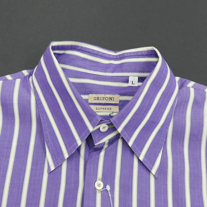 [Used] GRIFONI Cotton Striped Regular Collar Dress Shirt Purple x White [Size L] [PUP] [S/S/A/W] [Condition Rank C] [Men&