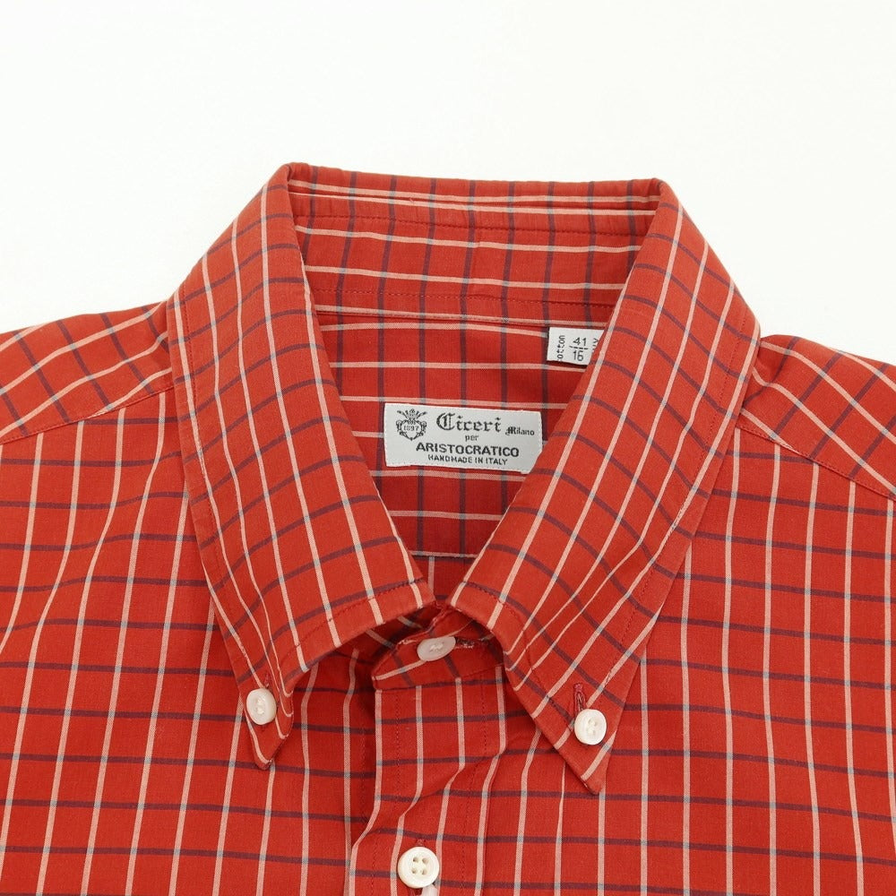 [Used] CICERI Cotton Check Button-down Casual Shirt Red x White [Size 41] [RED] [S/S/A/W] [Condition Rank C] [Men&