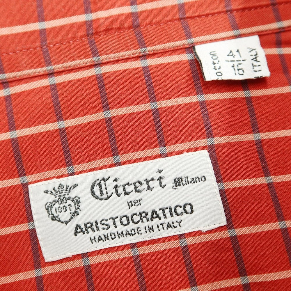 [Used] CICERI Cotton Check Button-down Casual Shirt Red x White [Size 41] [RED] [S/S/A/W] [Condition Rank C] [Men&